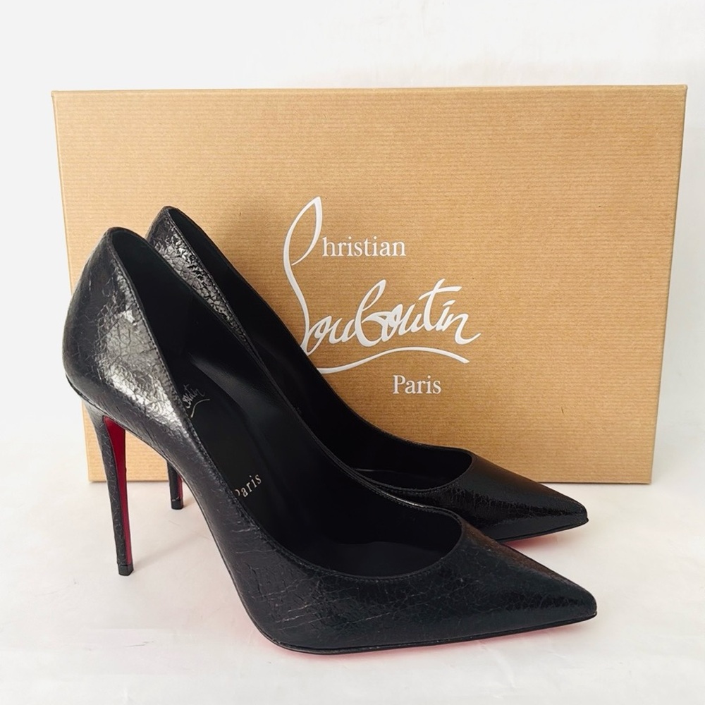 Christian Louboutin Kate 100 Specchio Star Stiletto Leather Pump Black NWT $1095 - Picture 7 of 15